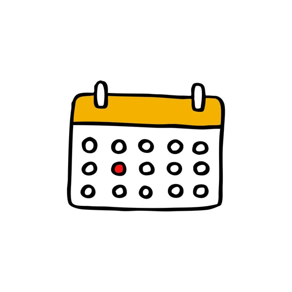 Calendar Doodle Icon Color Illustration — Stock Vector