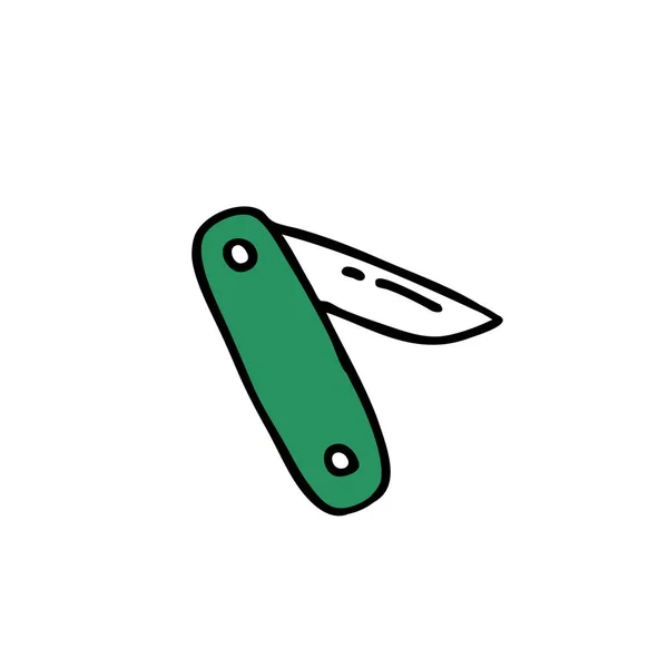 Cuchillo Plegable Garabato Icono Ilustración Color — Vector de stock