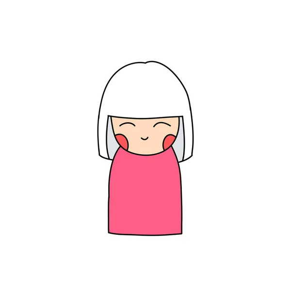 Illustration Couleur Icône Doodle Kokeshi — Image vectorielle
