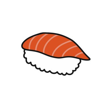 sushi doodle simgesi, vektör rengi çizimi