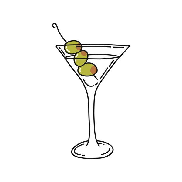 Ícone Doodle Martini Cocktail Ilustração Cor Vetorial — Vetor de Stock