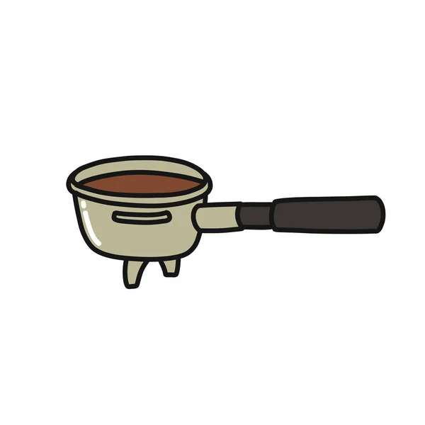 Portafilter Doodle Icon Vector Color Illustration — 스톡 벡터