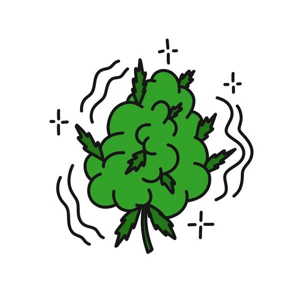 Marihuana Knospe Doodle Symbol Vektorfarbenillustration — Stockvektor