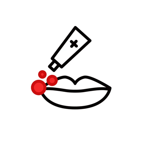 Herpes Lip Line Icon Vector Color — 스톡 벡터