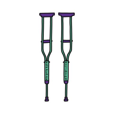 Koltuk değnekleri karalama simgesi, vektör rengi çizimi