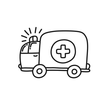 Ambulans karalama simgesi, vektör çizgisi çizimi