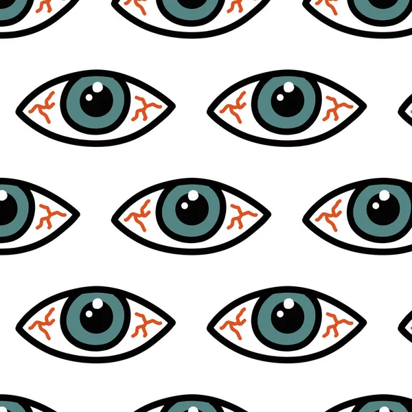 Augenermüdung Nahtlose Doodle Muster Vektorfarbenillustration — Stockvektor