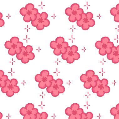Sakura çiçeği pürüzsüz desen, vektör rengi çizimi