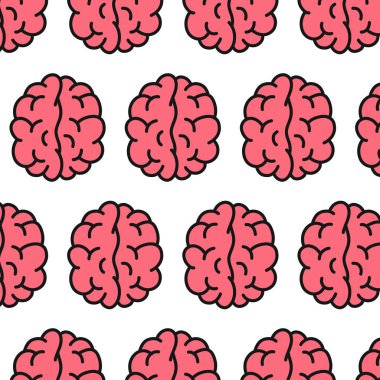 Beyin kusursuz karalama deseni, vektör rengi çizimi