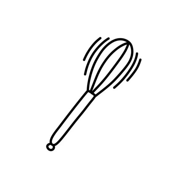 Pastelaria Whisk Doodle Ícone Ilustração Linha Vetorial — Vetor de Stock