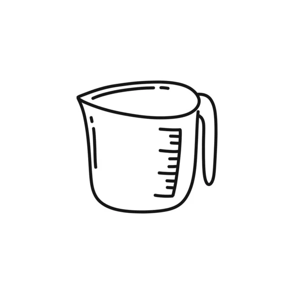 Kitchen Measuring Cup Doodle Icon Vector Line Illustration — Stock Vector