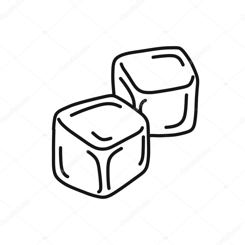 ice cubes doodle icon, vector line illustration