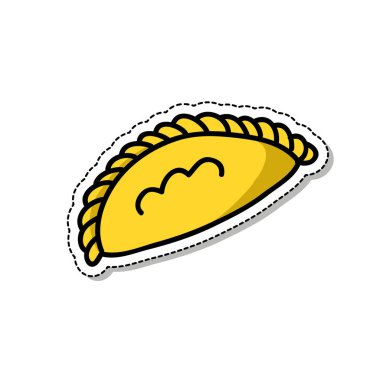 empanada doodle etiket simgesi, vektör renk illüstrasyonu