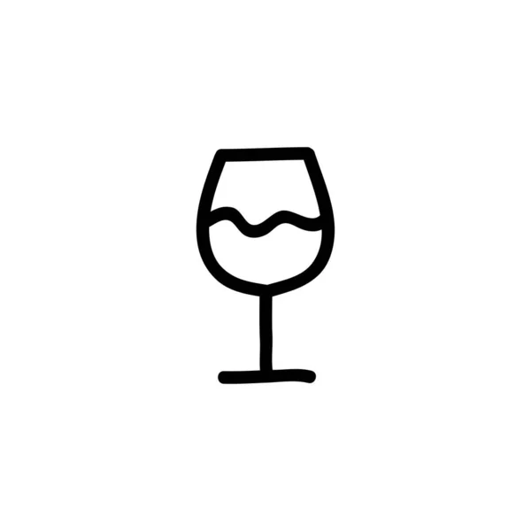 Verre Vin Icône Doodle Illustration Vectorielle Couleur — Image vectorielle