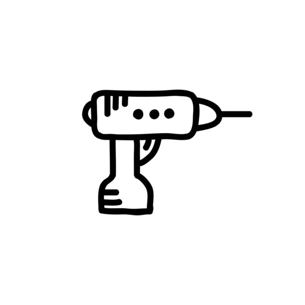 Drill Kit Doodle Symbol Vektorzeilenillustration — Stockvektor
