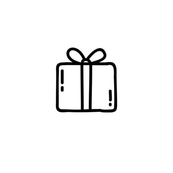 Подарункова Коробка Каракулі Значок Векторна Кольорова Ілюстрація — стоковий вектор