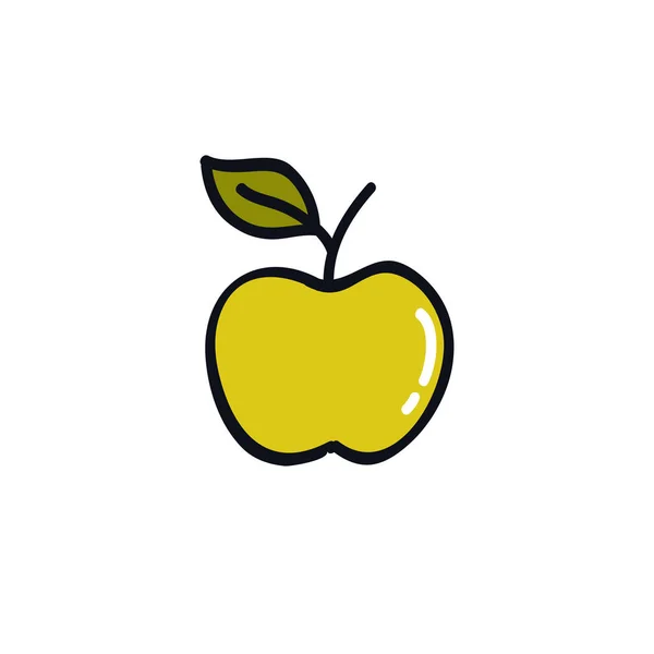 Apfel Doodle Symbol Vektorfarbenillustration — Stockvektor