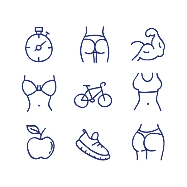 Icônes Ligne Doodle Sport Illustration Vectorielle Couleur — Image vectorielle