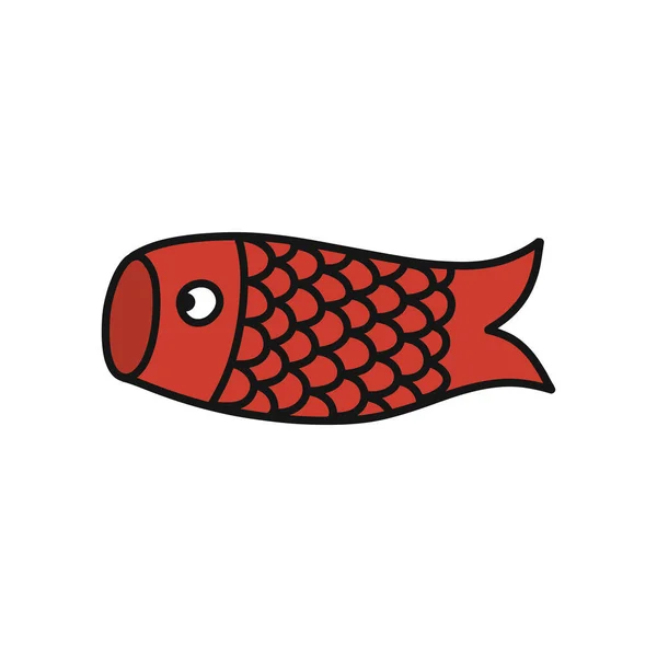 Koinobori doodle icono, ilustración vectorial — Vector de stock
