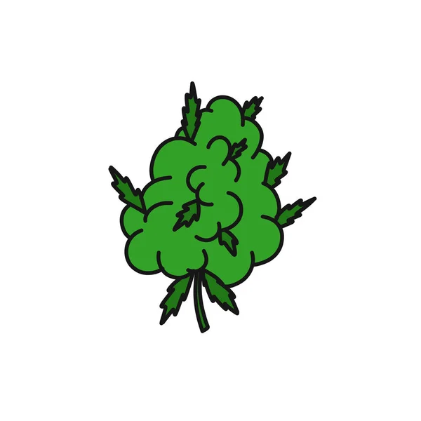 Marijuana Bud Doodle Icon Vector Color Illustration — 스톡 벡터