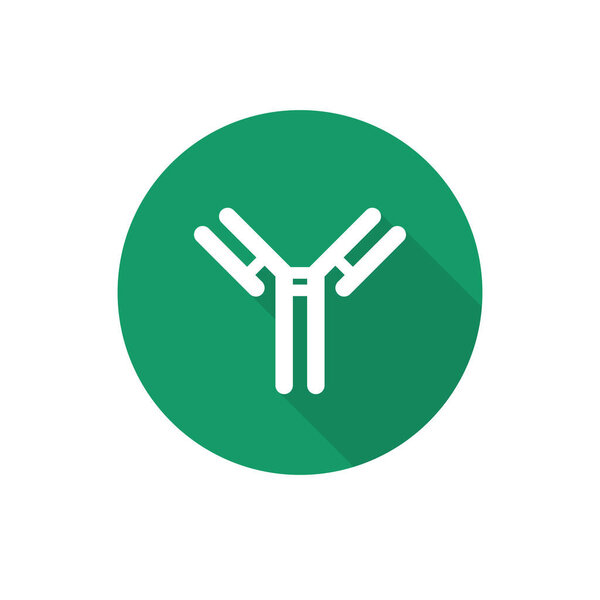 антитела, иконка линии иммуноглобулина, векторная простая иллюстрация
