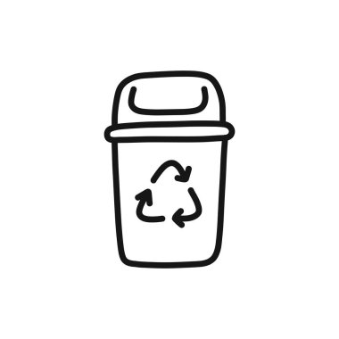Çöp kutusu karalama simgesi geri dönüşümü, vektör çizgisi illüstrasyonu