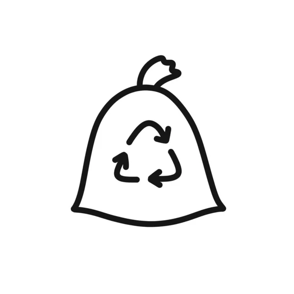 Recycling Müll Doodle Symbol Vektorzeilenillustration — Stockvektor