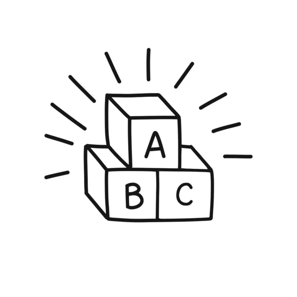Κύβους Αλφάβητο Εικονίδιο Doodle Διανυσματική Γραμμή Εικονογράφηση — Διανυσματικό Αρχείο