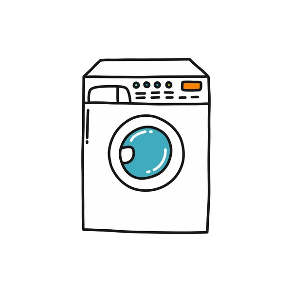 Washing Machine Doodle Icon Vector Color Illustration — Stock Vector