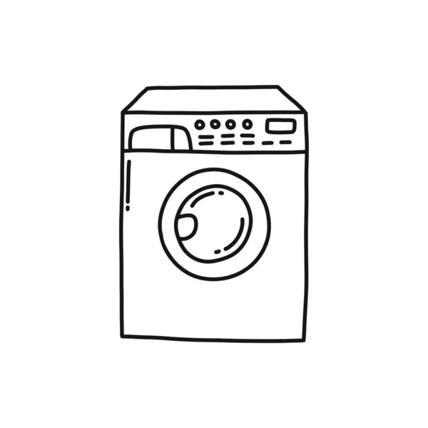 Washing Machine Doodle Icon Vector Color Illustration — Stock Vector