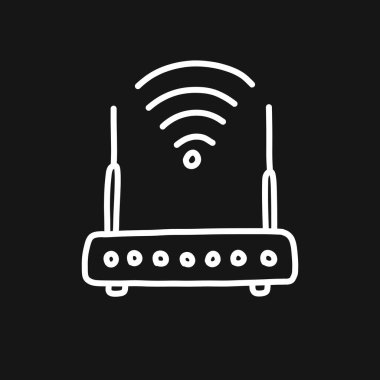 wi fi router doodle simgesi, vektör basit illüstrasyon
