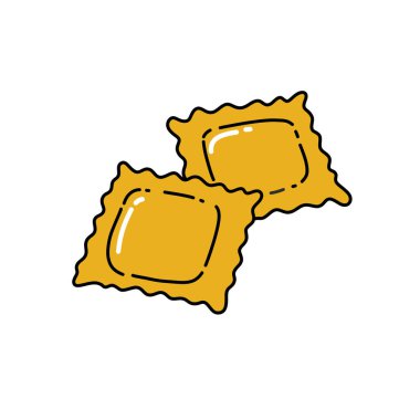 Ravioli karalama simgesi, vektör rengi çizimi