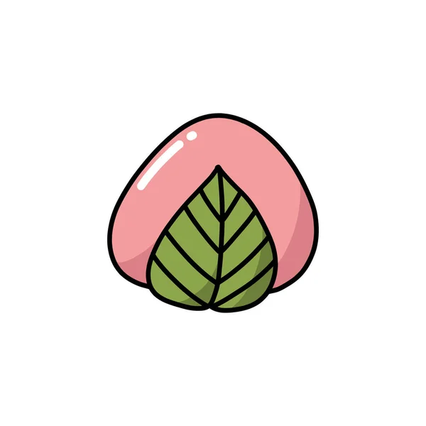 Sakura Mochi Doodle Symbol Vektorfarbenillustration — Stockvektor