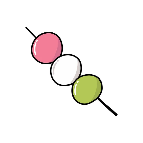 Dango Doodle Symbol Vektor Farbabbildung — Stockvektor