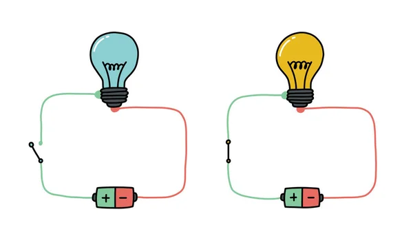 Elektrische Kring Lamp Doodle Icoon Vector Kleur Illustratie — Stockvector