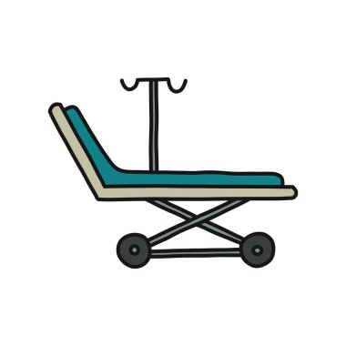 tıbbi sedye karalama simgesi, vektör rengi çizimi