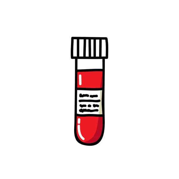 Ícone Doodle Tubo Teste Sangue Ilustração Cor Vetorial — Vetor de Stock