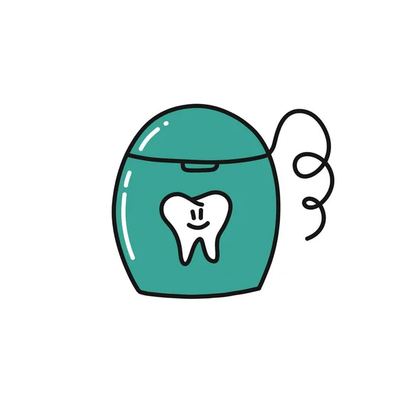 Dental Floss Doodle Icon Vector Color Illustration — Stock Vector