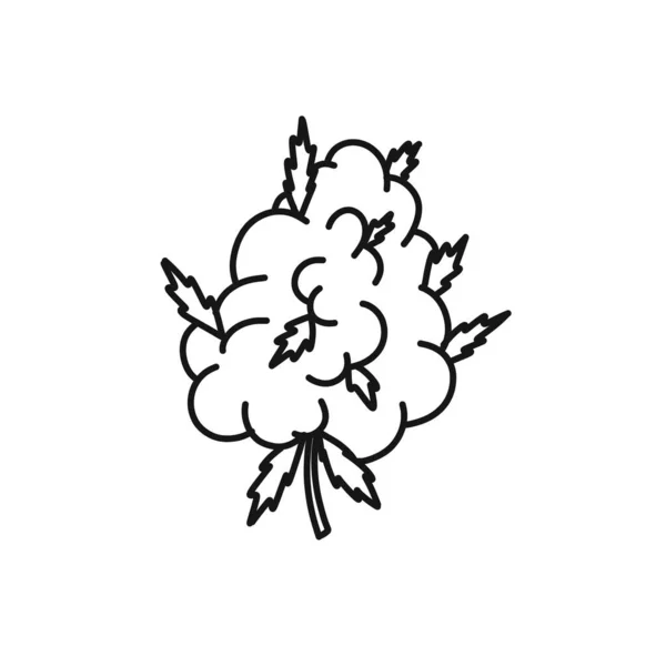 Marihuana Knop Doodle Icoon Vector Lijn Illustratie — Stockvector