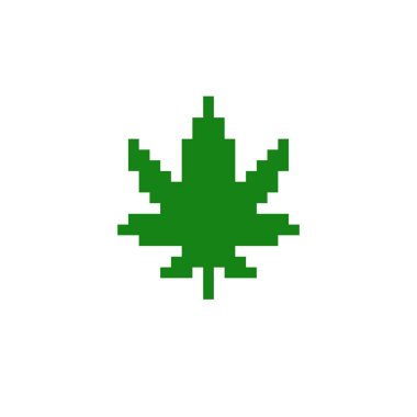 marijuana yaprağı pikseli resim simgesi, piksel renk illüstrasyonu