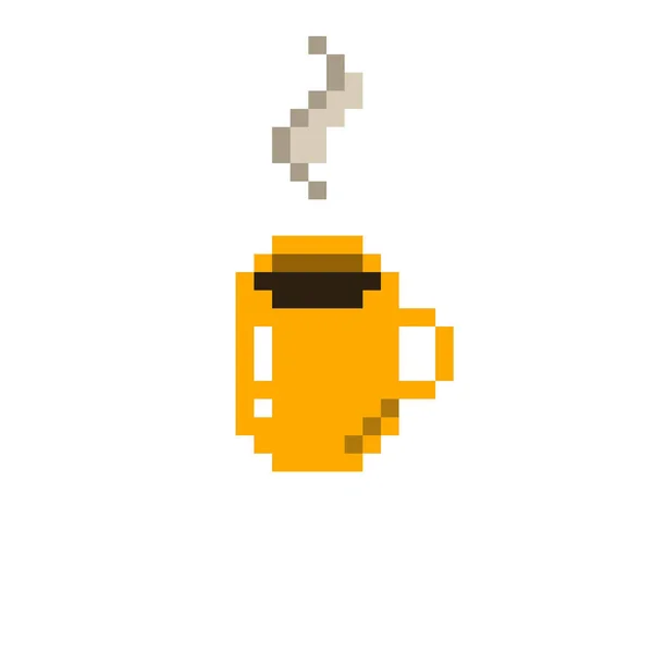 Kahve Fincanı Pikseli Resim Simgesi Piksel Renk Illüstrasyonu — Stok fotoğraf