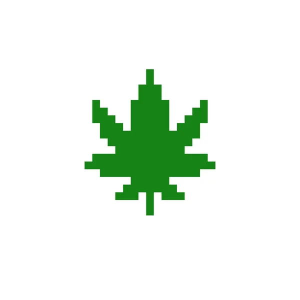 Marijuana Leaf Pixel Art Icon Pixel Color Illustration — 스톡 사진