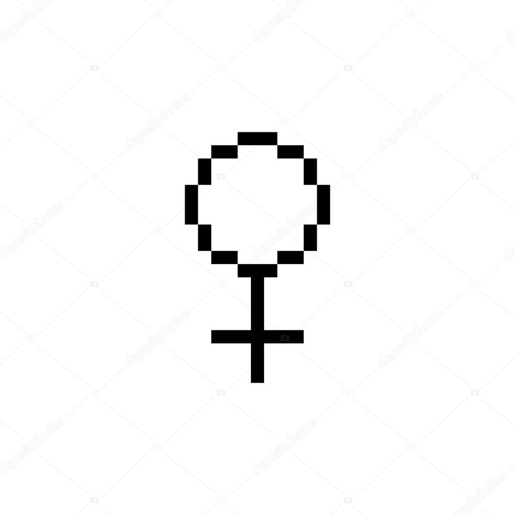 feminine symbol pixel art icon, pixel color illustration