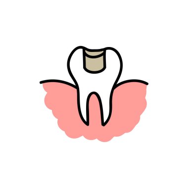 Diş tedavisi karalama simgesi, vektör rengi illüstrasyonu