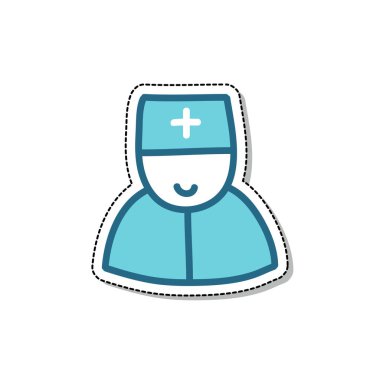 Doktor doodle simgesi, vektör rengi illüstrasyonu