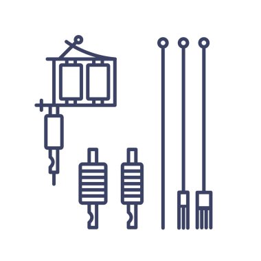 Dövme makinesi çizgi simgeleri için aygıtlar, vektör basit illüstrasyon
