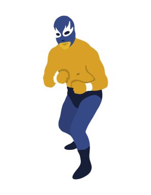 luchador Meksikalı güreşçi doodle simgesi, vektör renk illüstrasyonu