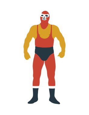 luchador Meksikalı güreşçi doodle simgesi, vektör renk illüstrasyonu