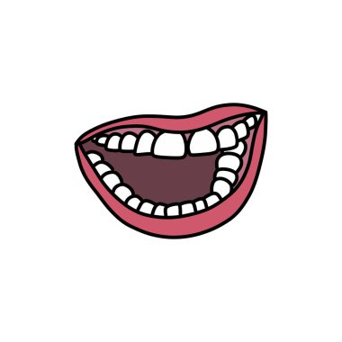 ağız karalama simgesi, vektör rengi çizimi