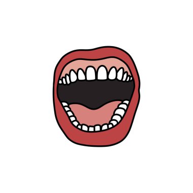 ağız karalama simgesi, vektör rengi çizimi